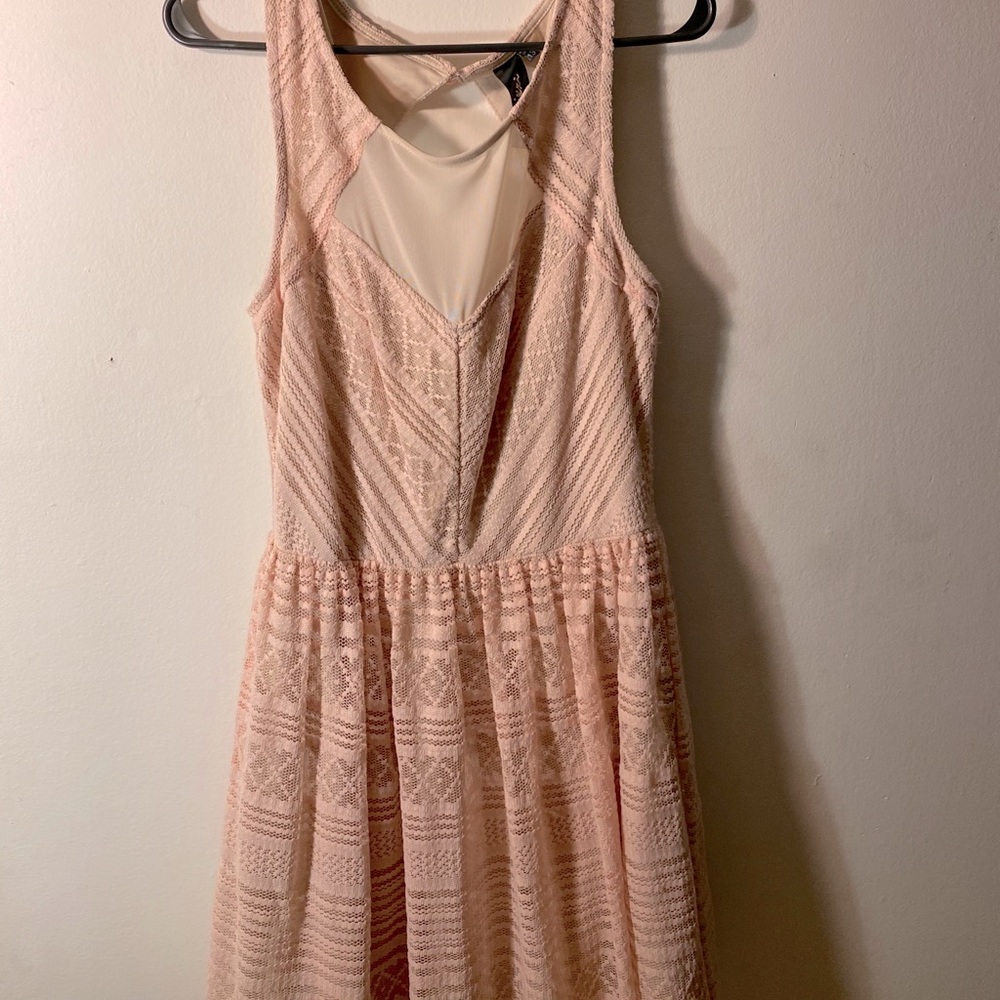 Baby pink laced dress with mesh.